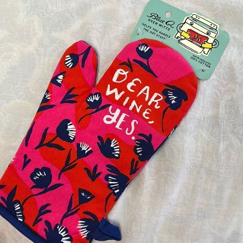 Blue Q Oven Mitt Cook Bake Dear Wine, Yes